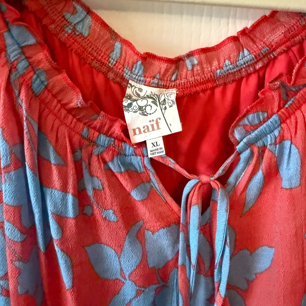 NAIF Red and Blue Floral Blouse - Picture 2 of 3